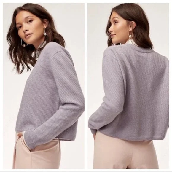 Aritzia Sweaters - Aritzia wilfred alpaca cropped sweater size M grey/ lavender